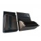 Artificial leather set - moneybag (black-brown, 2 zippers) and pouch with a colour element