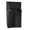 Artificial leather set - moneybag (black-brown, 2 zippers) and pouch with a colour element