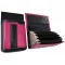 Artificial leather set - moneybag (pink, 2 zippers) and pouch with a colour element