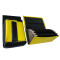 Artificial leather set - moneybag (yellow, 2 zippers) and pouch with a colour element