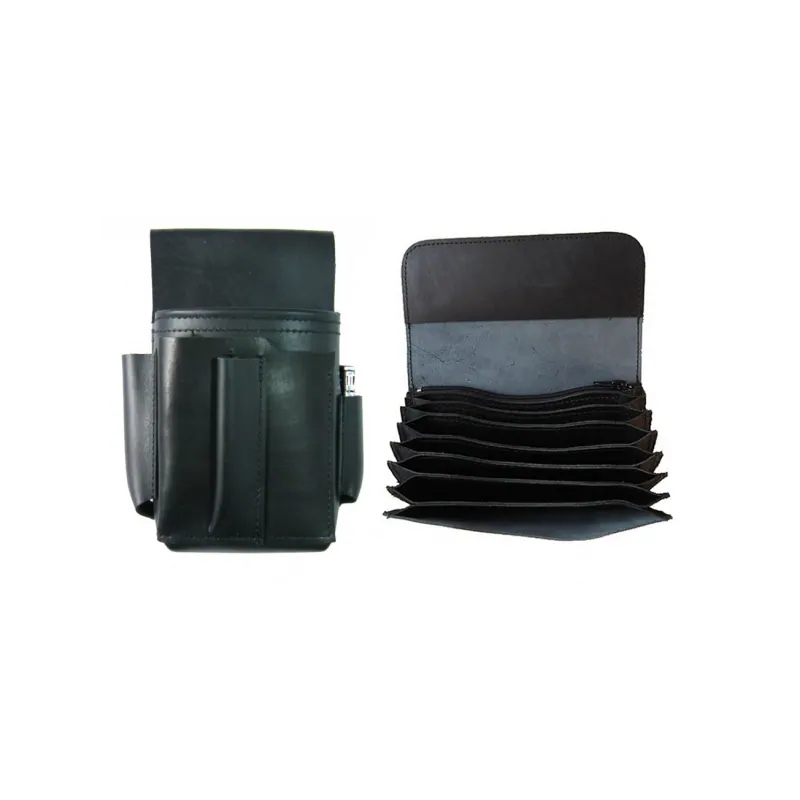 Leather kit :: full genuine beef leather billfold (black) + pouch – a cigarette lighter and a bottle opener