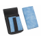 Koženkový set - kasírka (vroubkovaná, modrá, 2 zipy) a kapsa s barevným prvkem