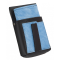 Artificial leather set - moneybag (grooved, blue, 2 zippers) and pouch with a colour element