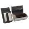 Artificial leather set - moneybag (silver, 2 zippers) and pouch with a colour element
