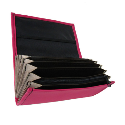 Waiter’s moneybag - 2 zippers, artificial leather, pink