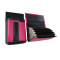 Kunstlederset - Brieftasche (rosa, 2 Reißverschlüsse) und Futteral mit einem farbigen Element