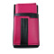 Artificial leather set - moneybag (pink, 2 zippers) and pouch with a colour element