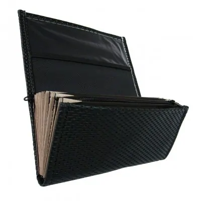 Waiter’s moneybag - 2 zippers, artificial leather, grooved, black