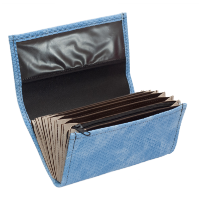 Waiter’s moneybag - 2 zippers, artificial leather, grooved, blue