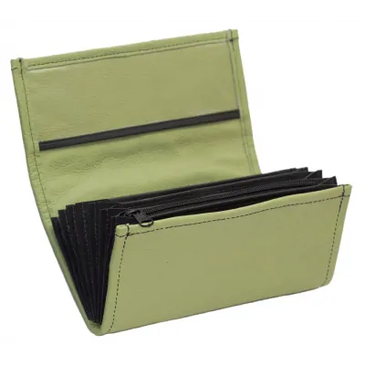 Leather waiter’s purse - olive green