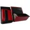 Artificial leather set - moneybag (red, 2 zippers) and pouch with a colour element