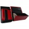 Kunstlederset - Brieftasche (rot, 2 Reißverschlüsse) und Futteral mit einem farbigen Element
