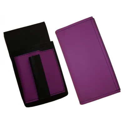 Koženkový set - kasírka (fialová) a kapsa s barevným prvkem