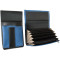 Artificial leather set - moneybag (blue, 2 zippers) and pouch with a colour element