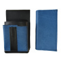 Artificial leather set - moneybag (blue, 2 zippers) and pouch with a colour element
