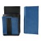 Koženkový set - peňaženka (modrá, 2 zipsy) a vrecko s farebným prvkom