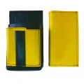 Artificial leather set - moneybag (yellow, 2 zippers) and pouch with a colour element