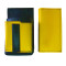 Artificial leather set - moneybag (yellow, 2 zippers) and pouch with a colour element