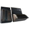 Artificial leather set - moneybag (black-brown, 2 zippers) and pouch with a colour element