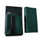 Artificial leather set - moneybag (dark green, 2 zippers) and pouch with a colour element