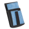 Kunstlederset - Brieftasche (gezackt, blau, 2 Reißverschlüsse) und Futteral mit einem farbigen Element