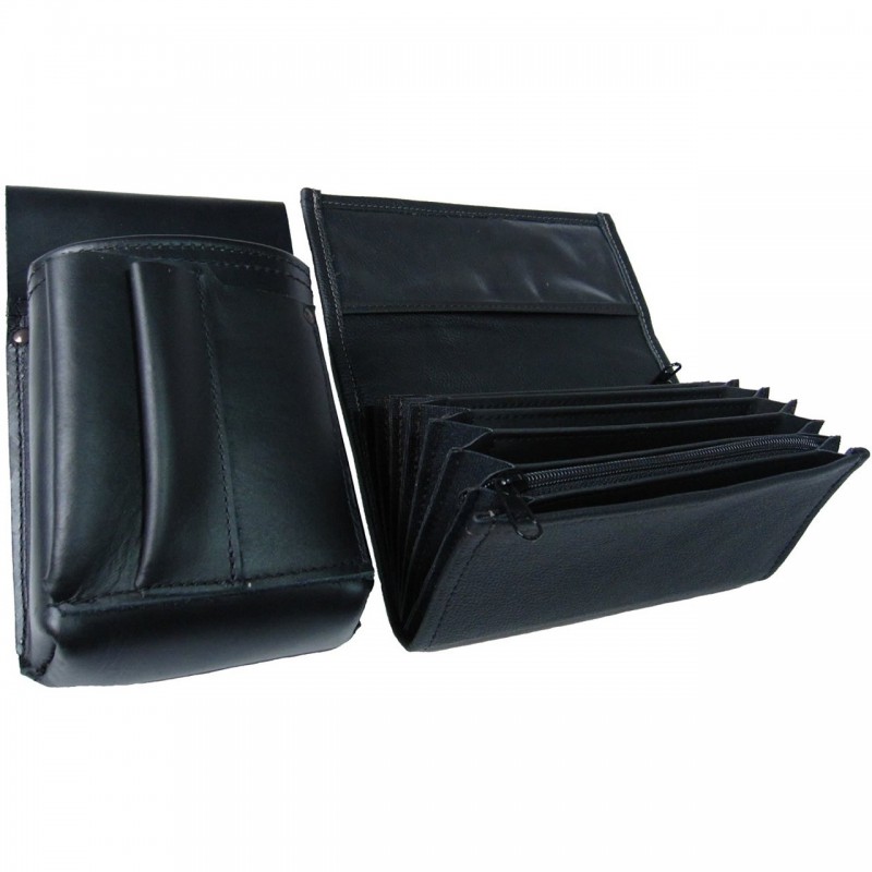 Kožený komplet :: peňaženka (čierna) + púzdro