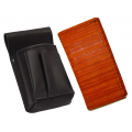 Leather set :: pocketbook (striped orange) + holster 