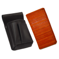 Lederkomplett :: Brieftasche (orangen Streifen) + Kellnertasche