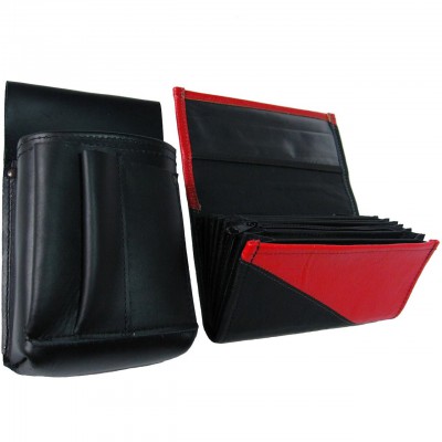 Kožený komplet :: peňaženka (červená/čierna) + púzdro