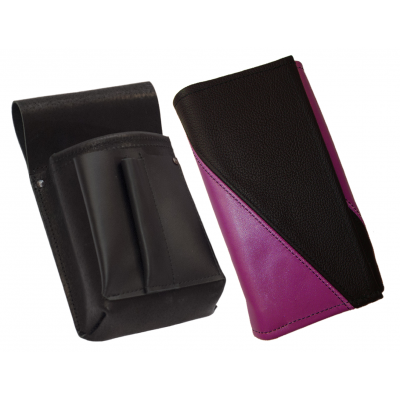 Leather set :: pocketbook (violet/black) + holster