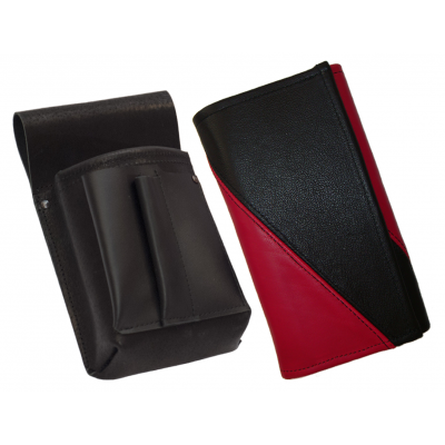 Leather set :: pocketbook (pink/black) + holster