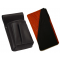 Lederkomplett :: Brieftasche (orangen Streifen/schwarz) + Kellnertasche