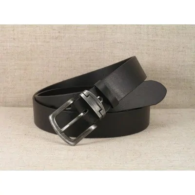 00 Jeans Leather Belt - black without stitching